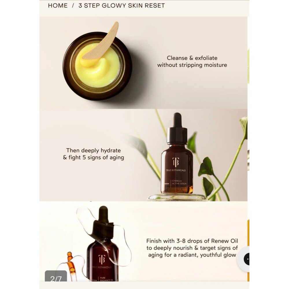 True Botanicals “3 Steps to Glowing Skin”  Glowy Skin Reset NIB NEW - Picture 3 of 7